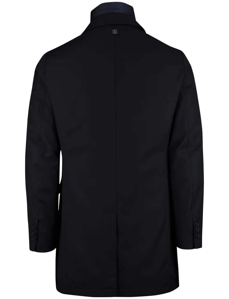 Duno mantel jas Spencer waterdicht effen navy wol rits en knopen