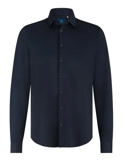 Blue Industry Blue Industry overhemd donkerblauw effen stretch