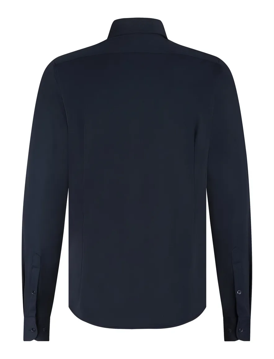Blue Industry overhemd donkerblauw effen stretch
