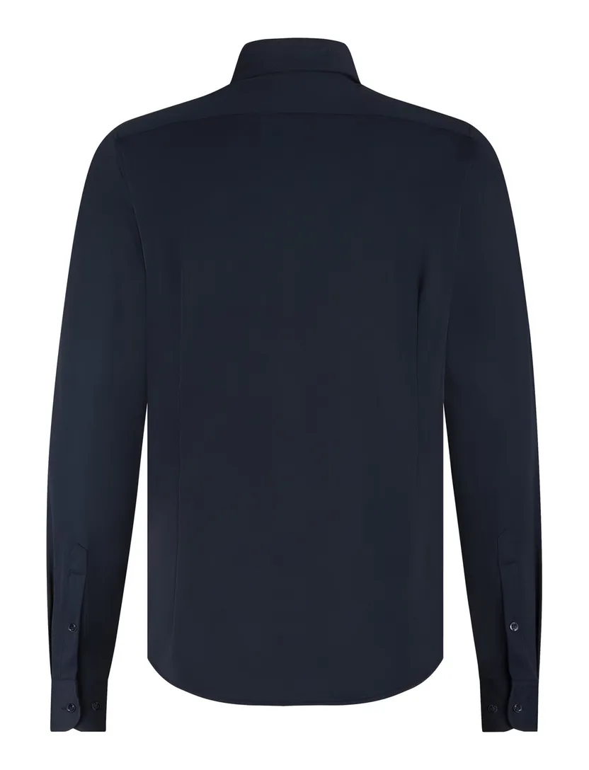 Overhemd Blue Industry donkerblauw effen stretch