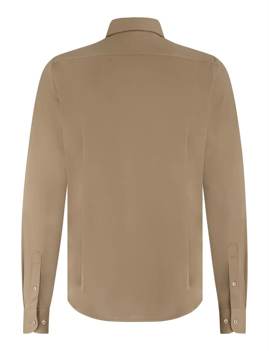 Blue Industry overhemd beige effen stretch