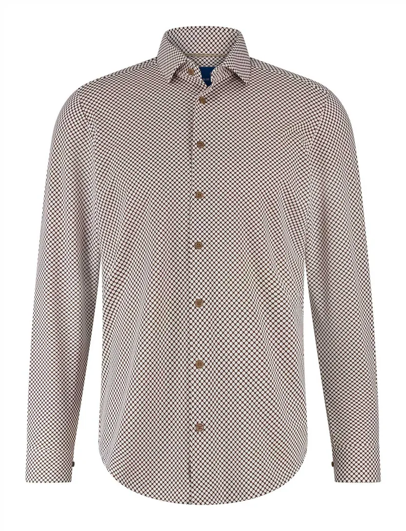 Overhemd Blue Industry bruin geprint stretch