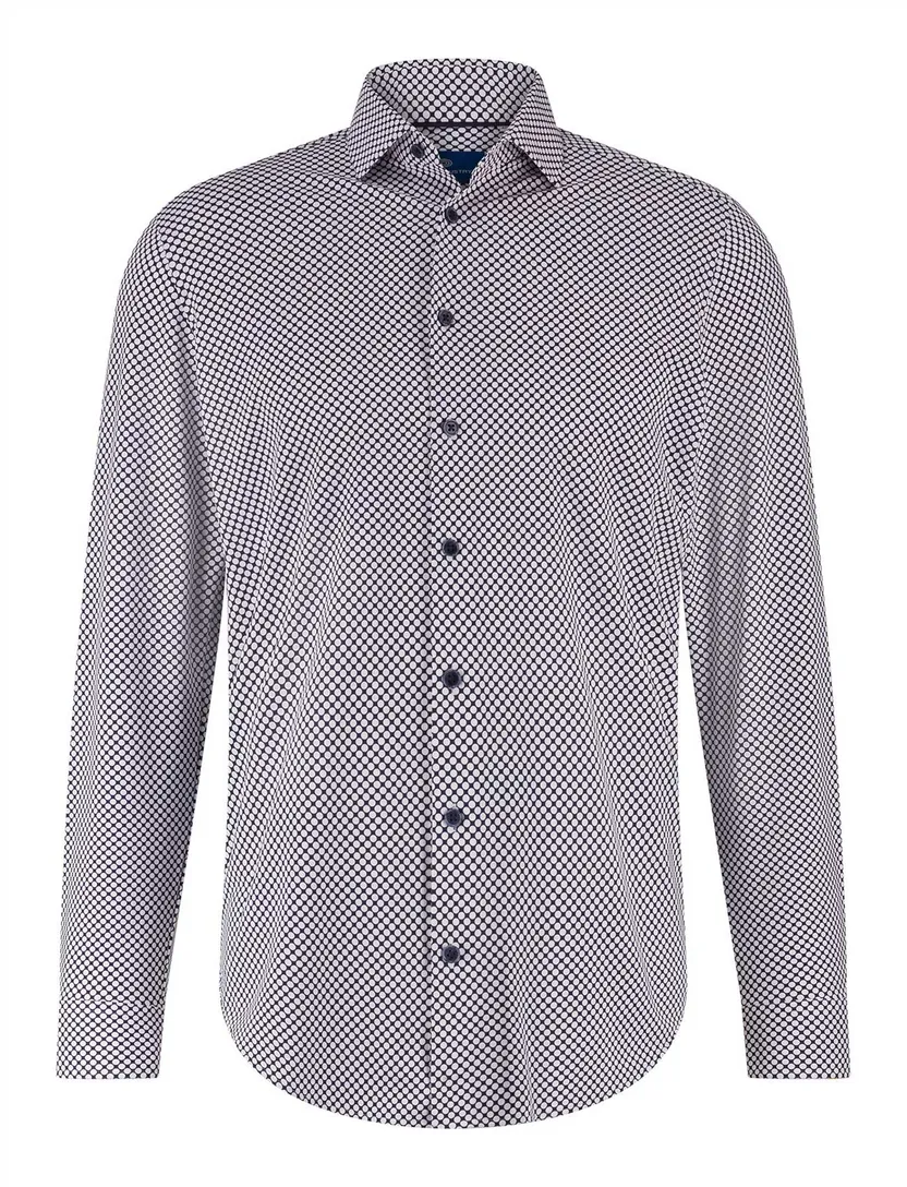 Overhemd Blue Industry donkerblauw geprint stretch