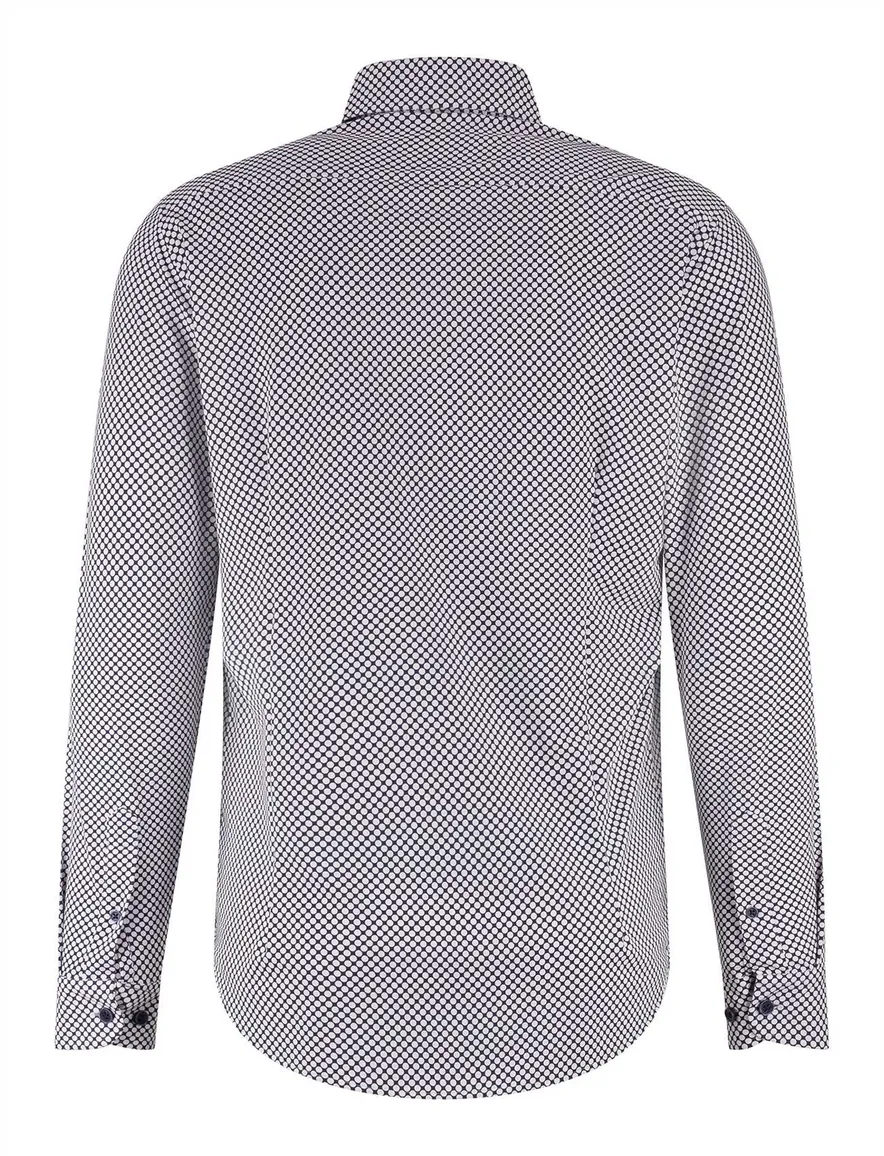 Blue Industry overhemd donkerblauw geprint strijkvrij
