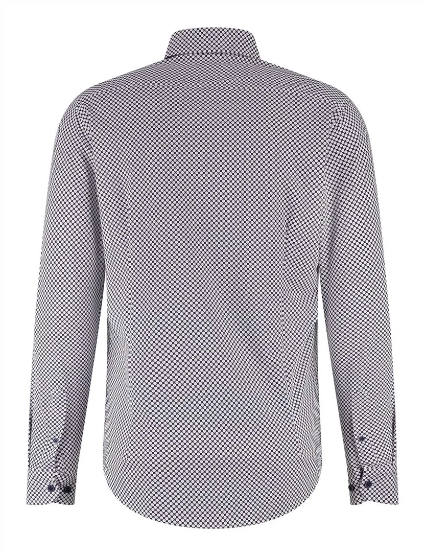 Overhemd Blue Industry donkerblauw geprint stretch