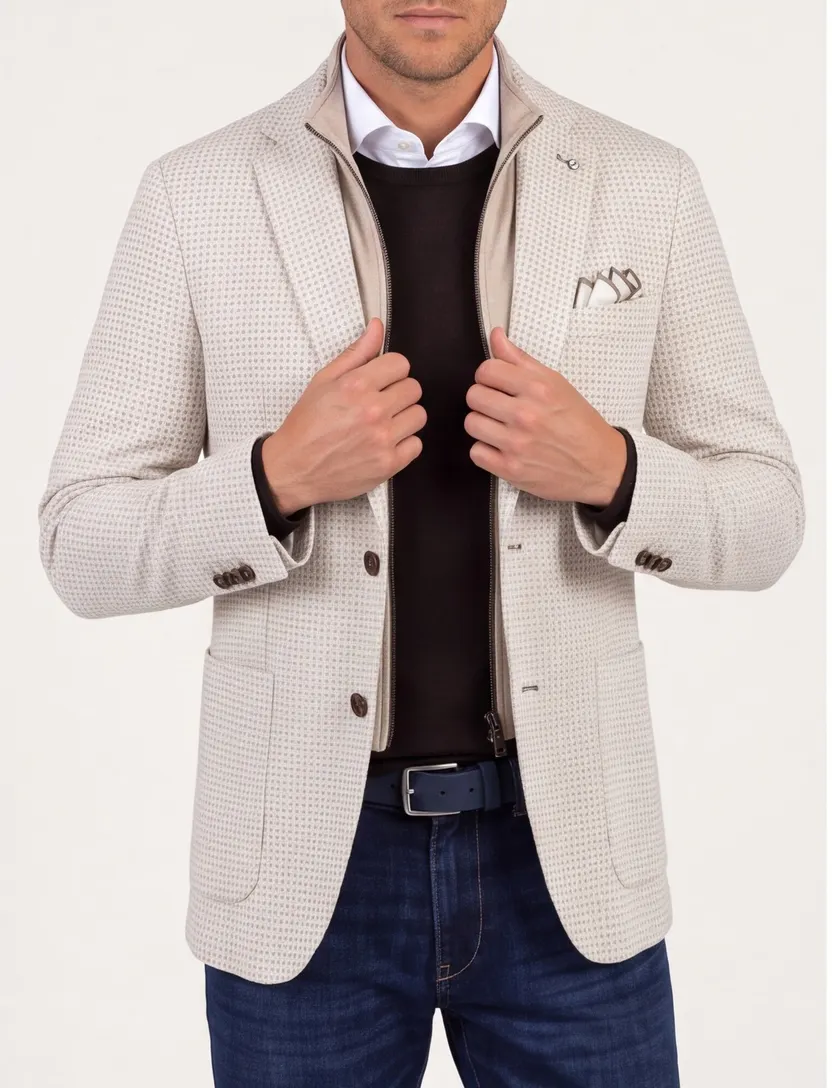 Blue Industry colbert beige geprint