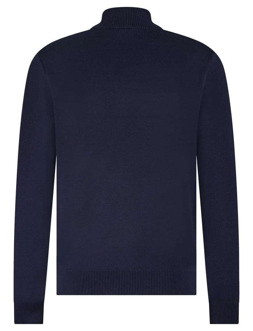 Blue Industry trui navy half zip met knopen