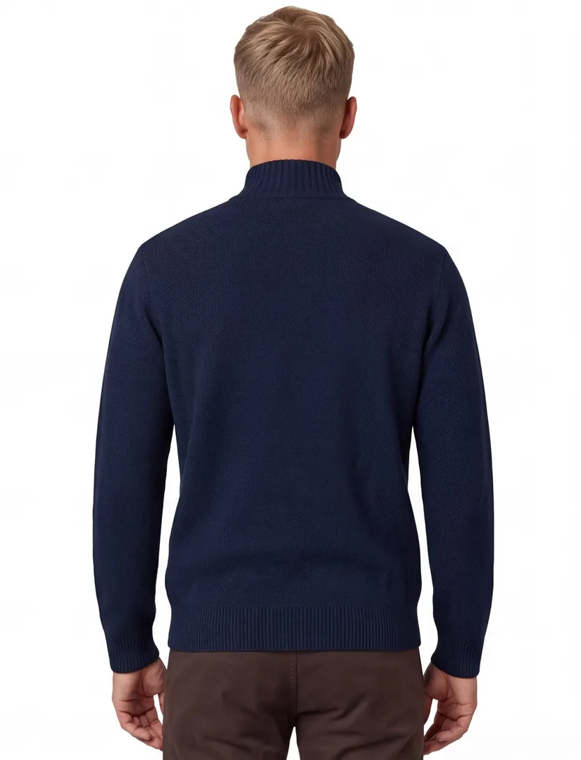 Blue Industry trui navy half zip fijn gebreid