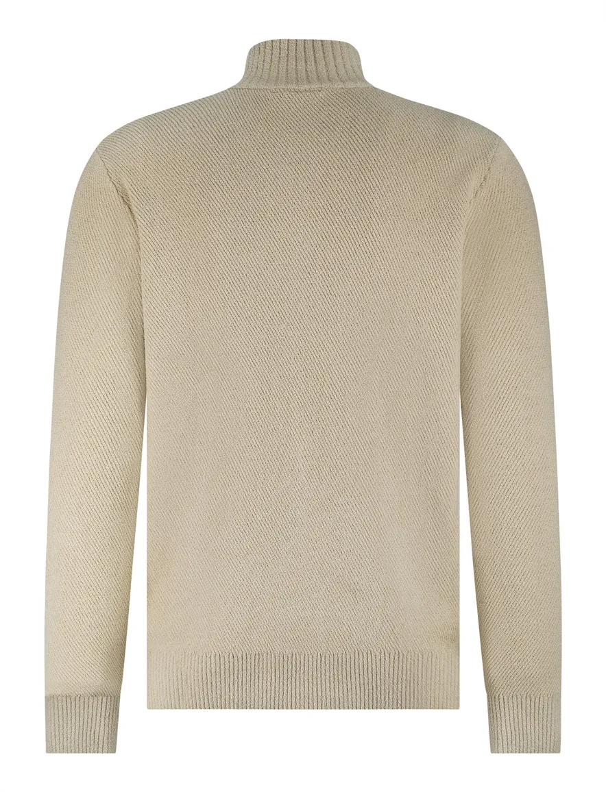 Blue Industry trui beige fijn gebreid half zip