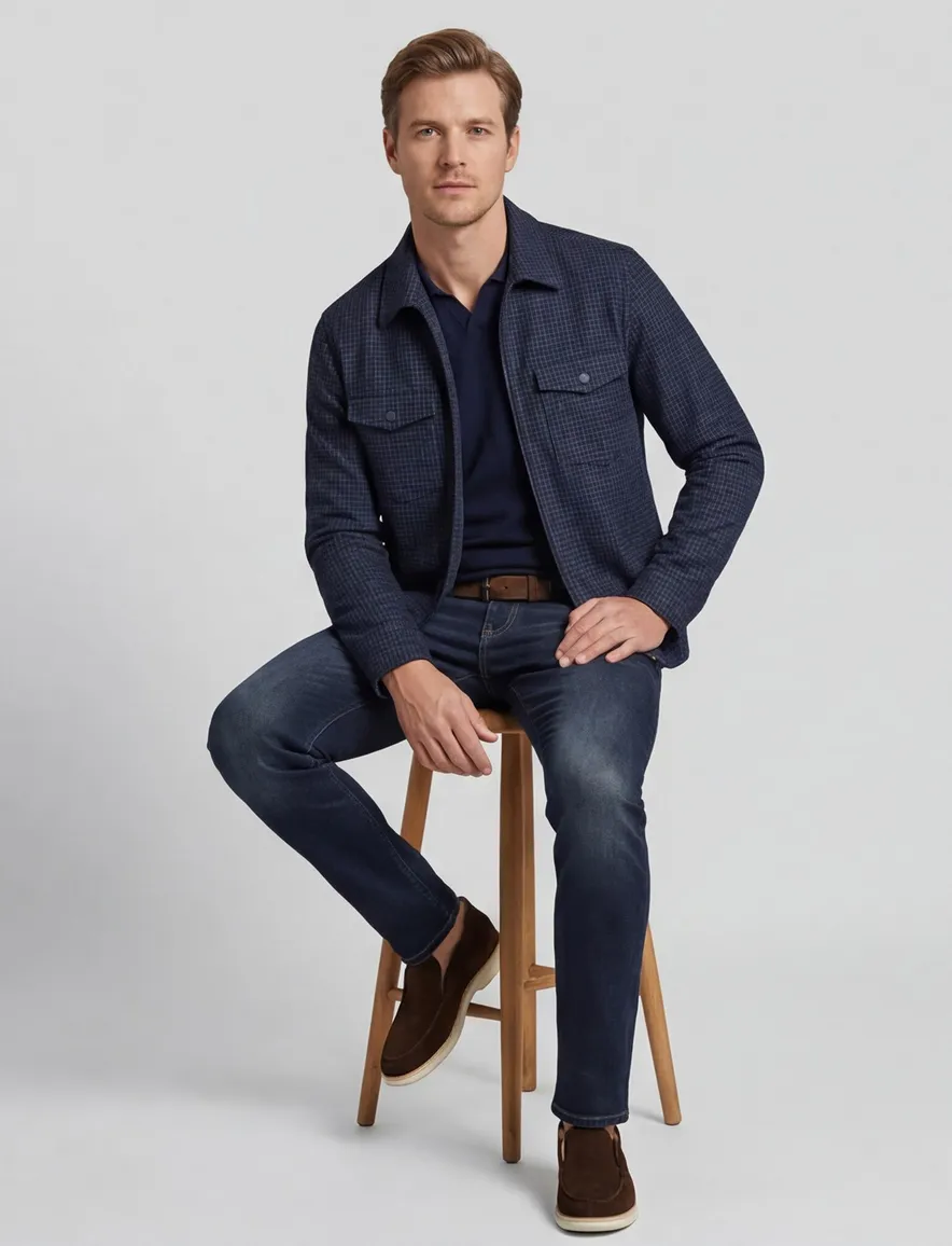 Blue industry Overshirt donkerblauw