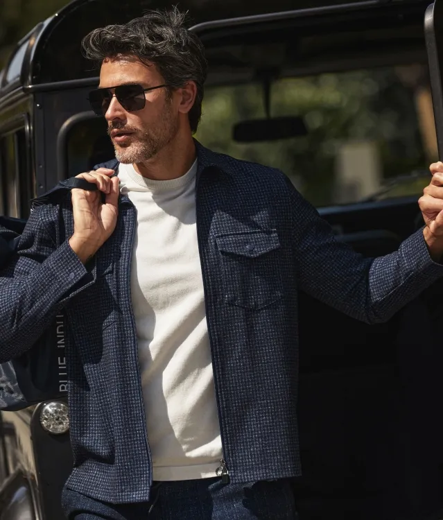 Overshirt Blue industry donkerblauw geprint