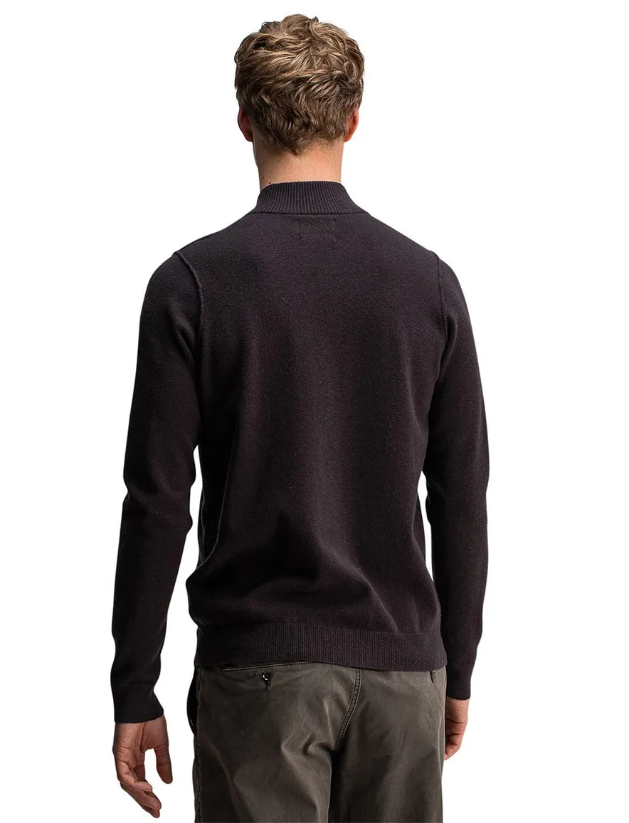Butcher of blue trui half-zip bruin lange mouw
