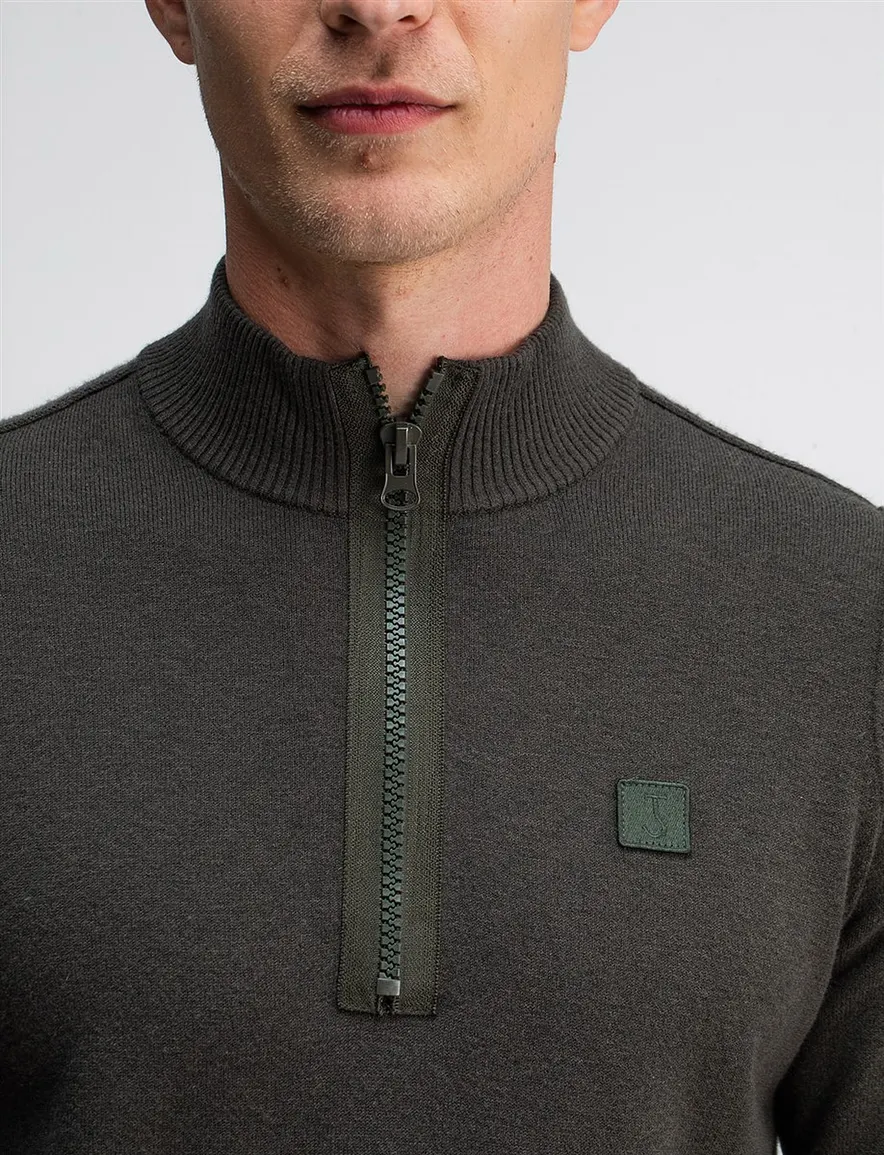 Butcher of Blue trui half zip bruin