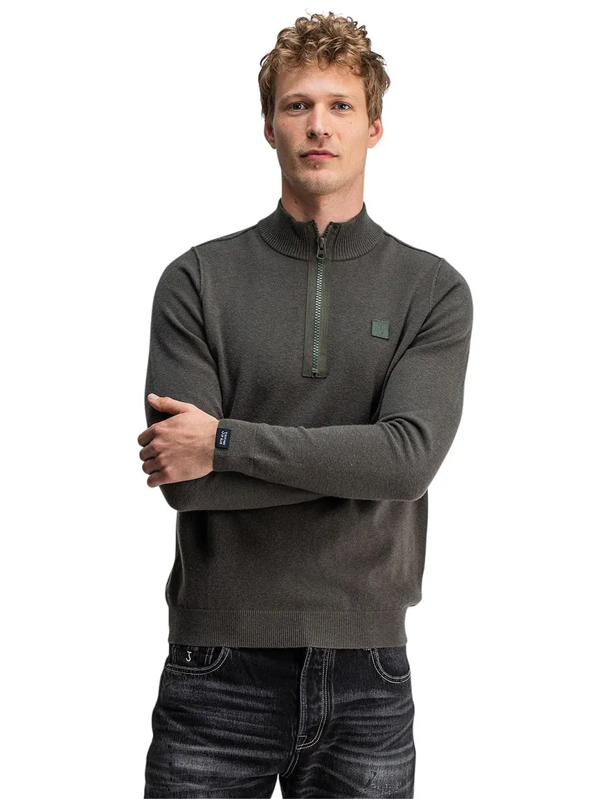 Butcher of Blue trui half zip bruin