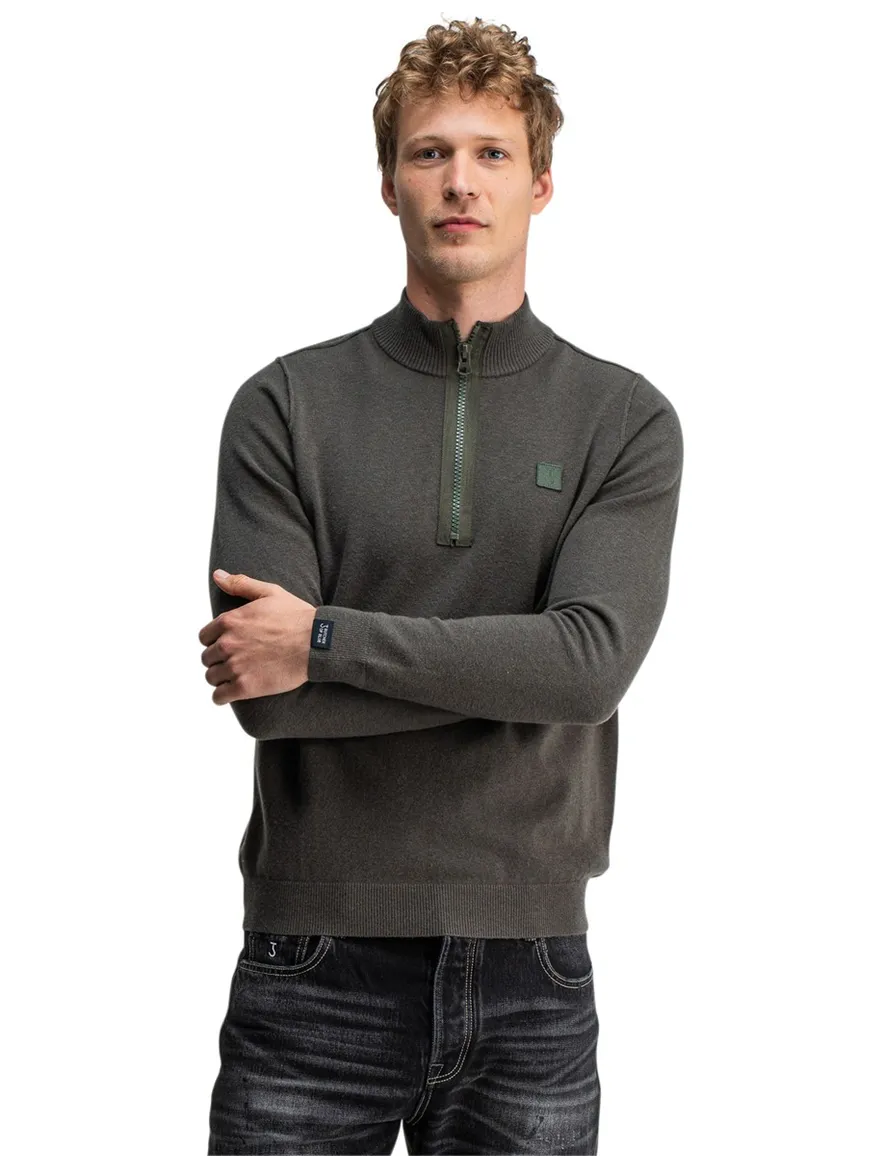 Butcher of blue trui half-zip groen