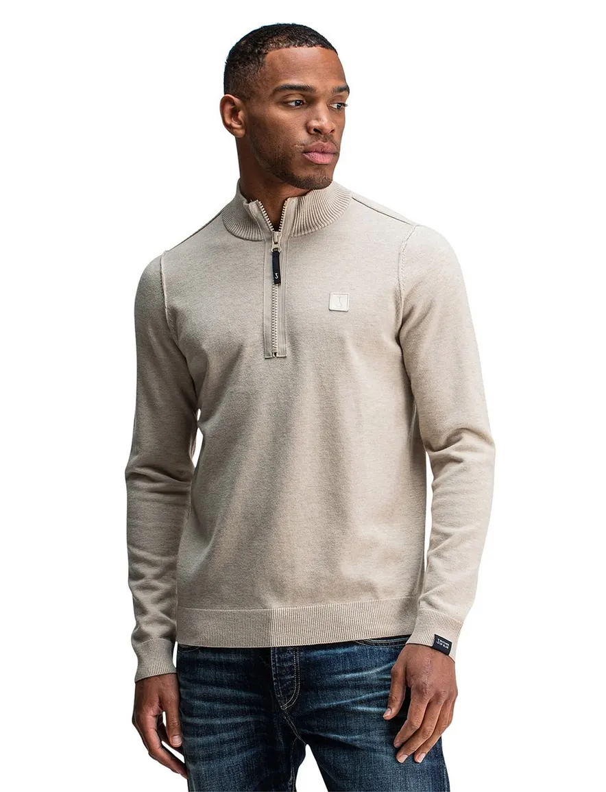 Butcher of Blue trui half zip zand