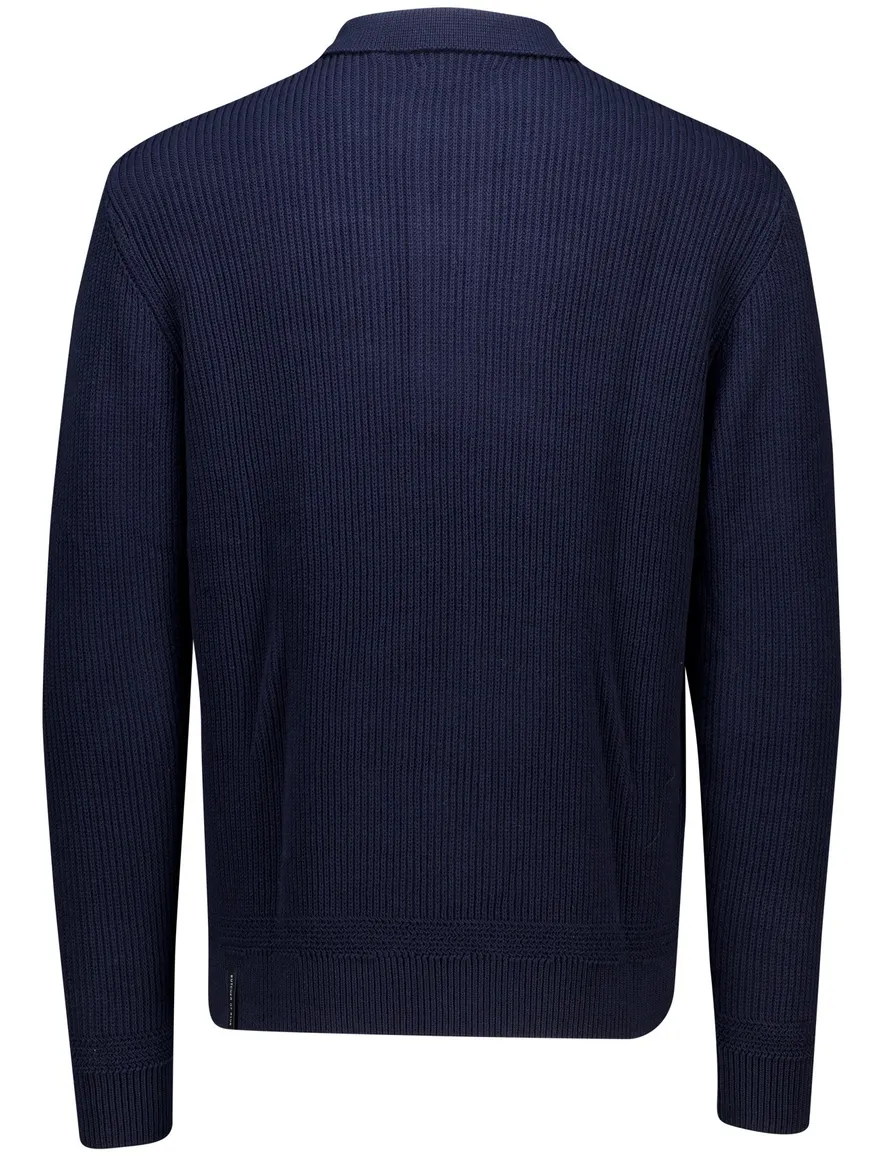 Butcher of Blue Galway trui donkerblauw knopen