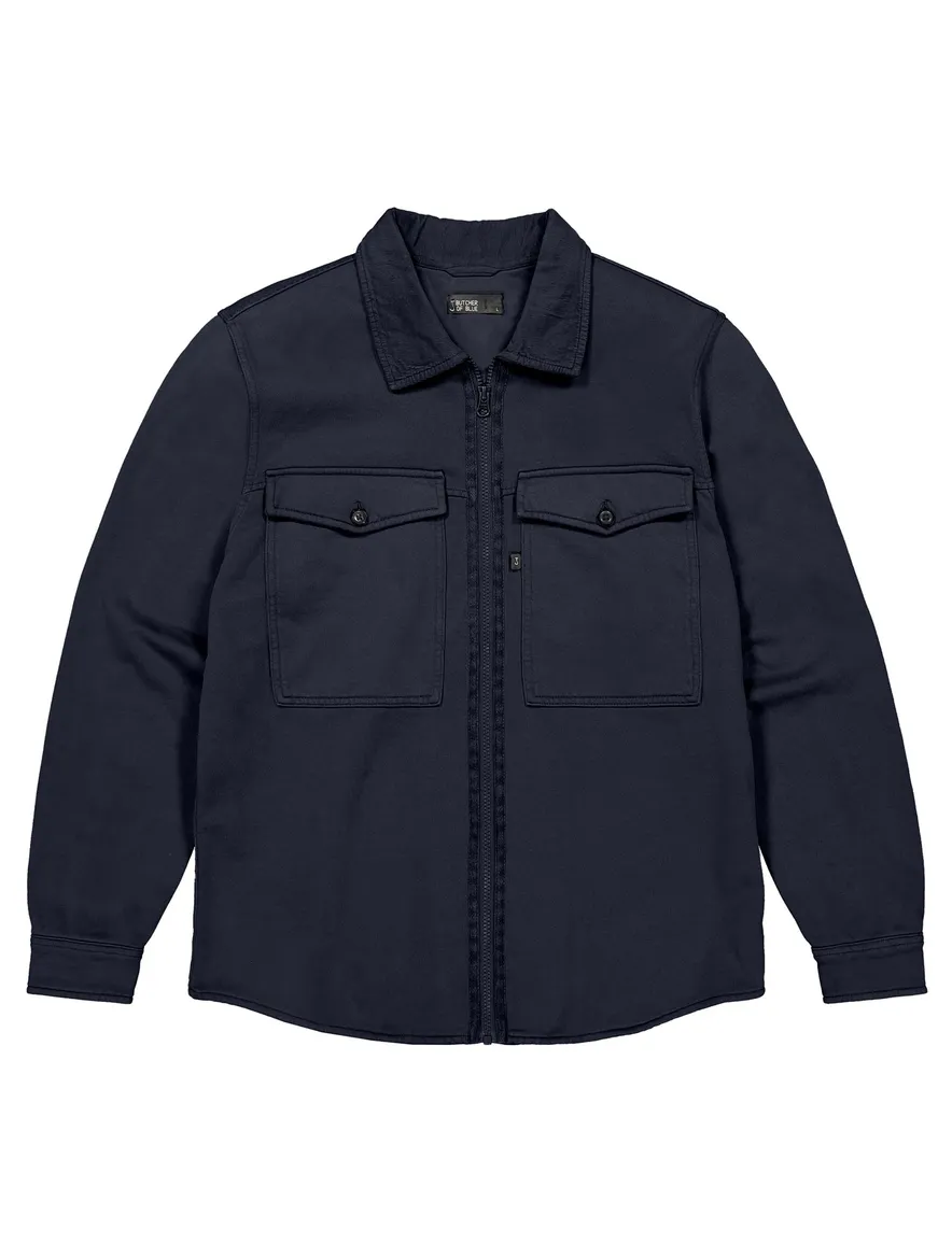 Butcher of Blue overshirt donkerblauw dubbele borstzak