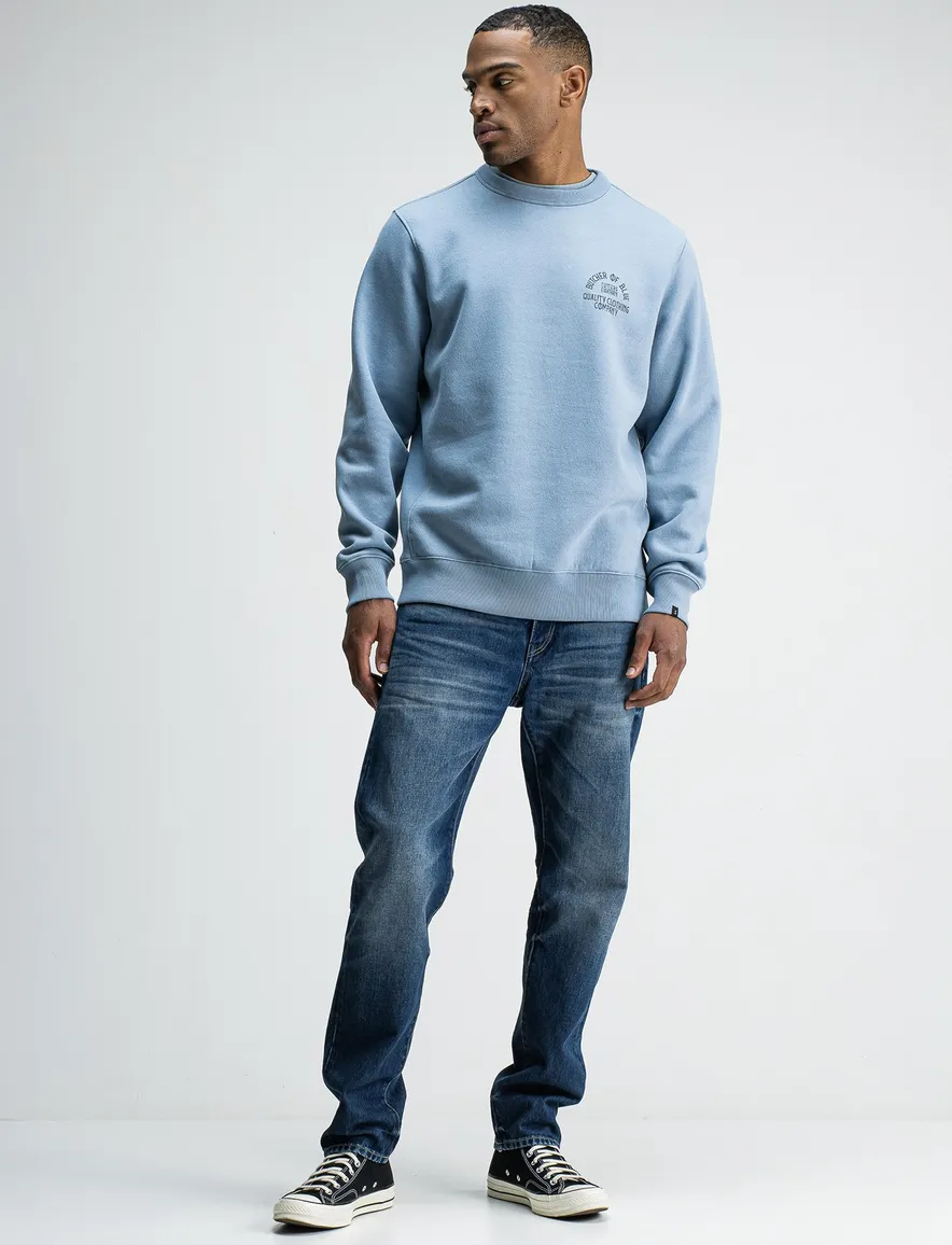 Butcher of Blue sweater lichtblauw effen katoen