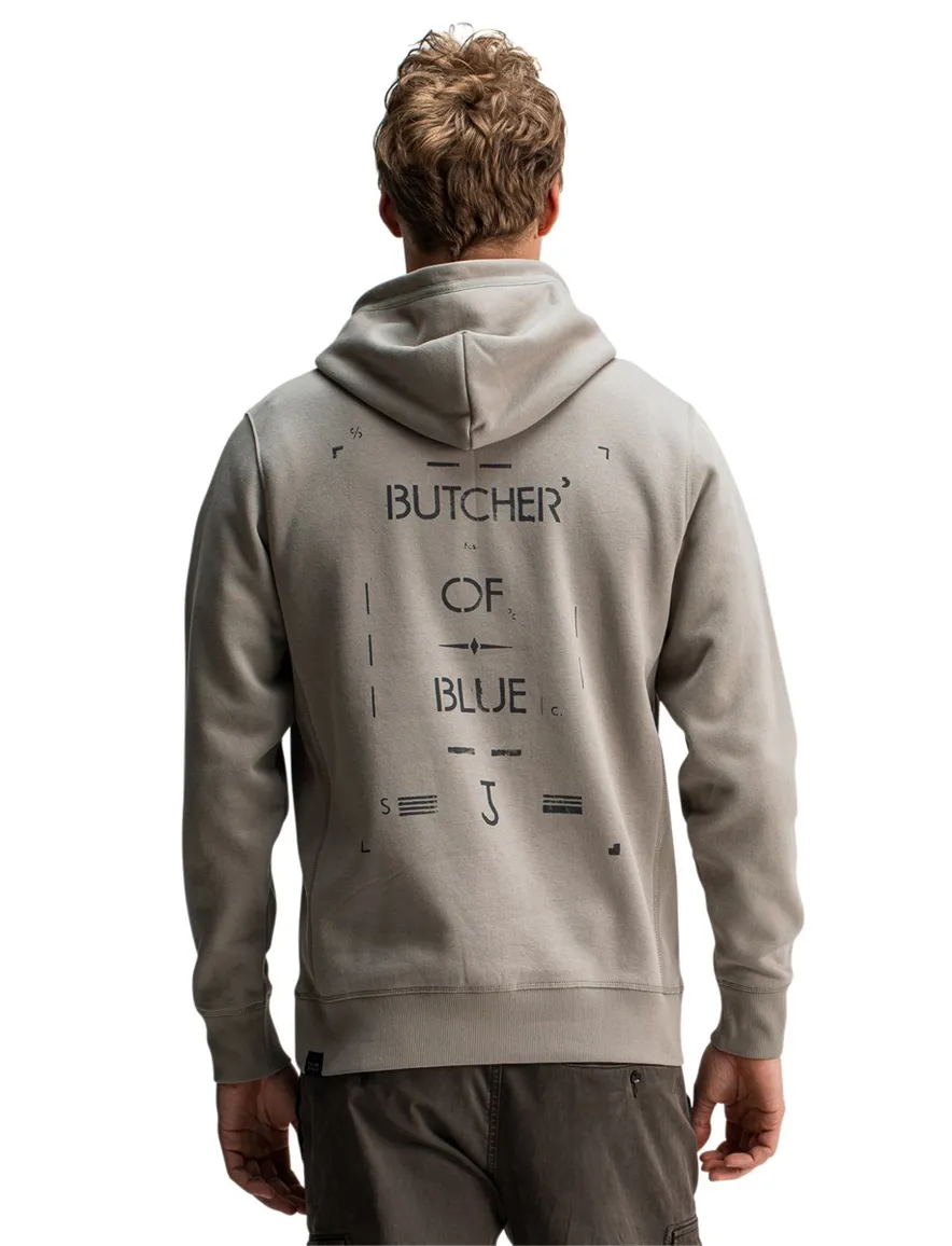 Butcher of Blue hoodie grijs effen katoen
