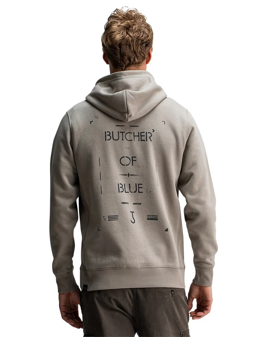 Butcher of Blue hoodie khaki effen katoen