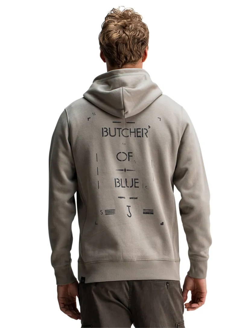 Butcher of Blue hoodie khaki effen met capuchon