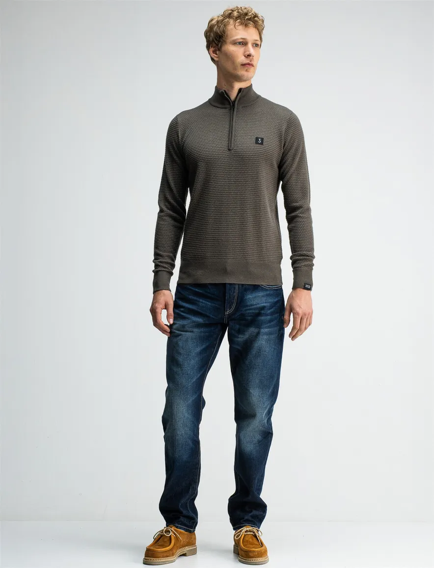 Butcher of Blue half zip trui mokka