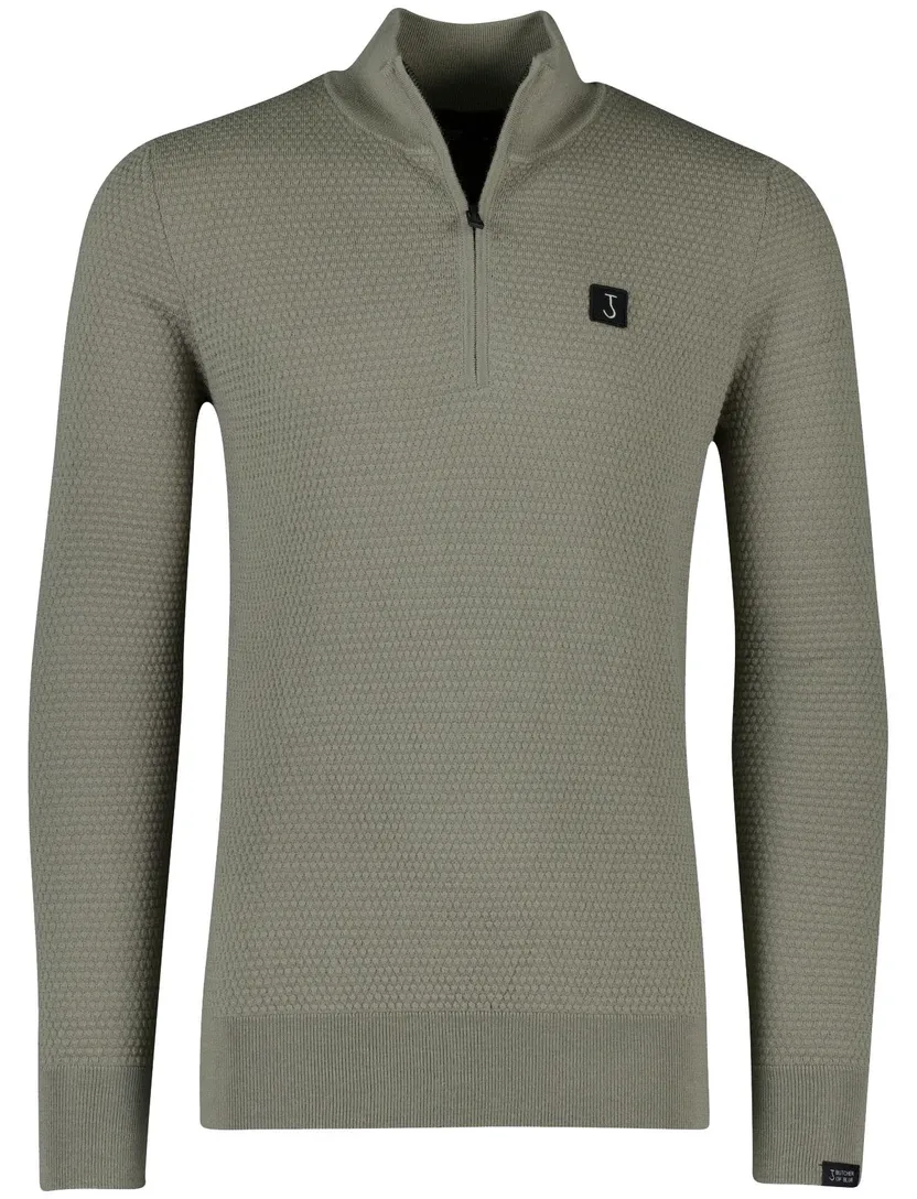 Butcher of blue effen groen half zip wol normale fit