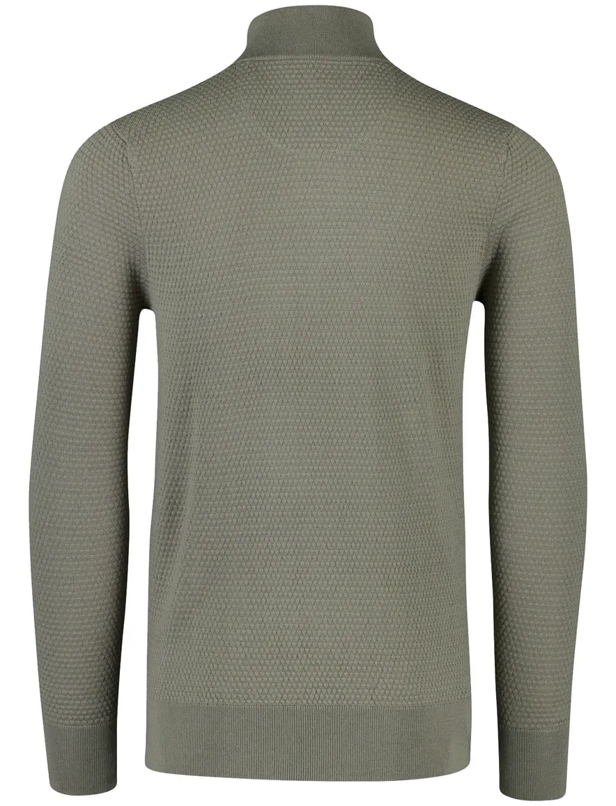 Butcher of blue effen groen normale fit half zip wol