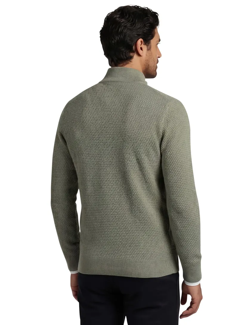 Butcher of blue effen groen half zip wol normale fit