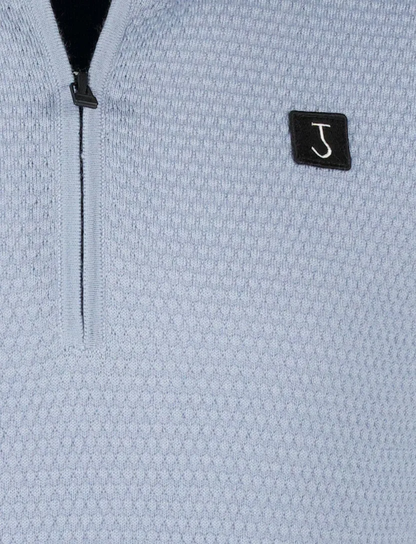 Butcher of blue half zip trui effen blauw normale fit
