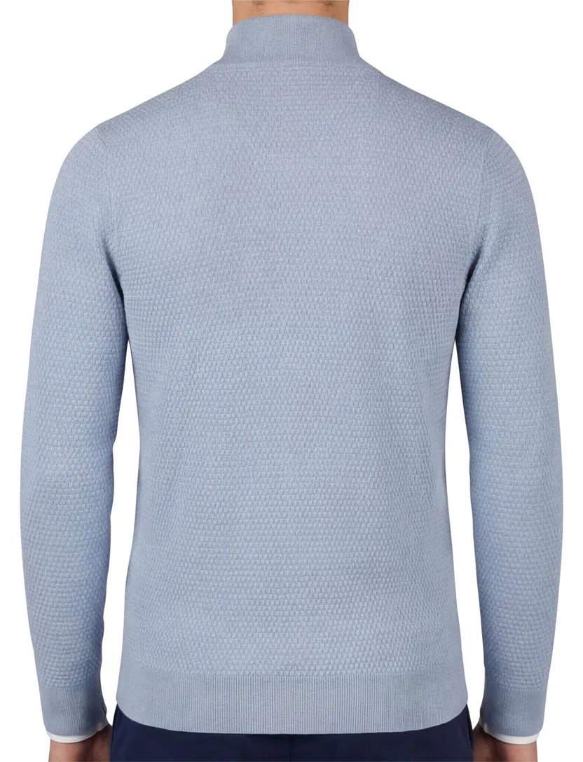 Butcher of blue half zip trui effen blauw normale fit