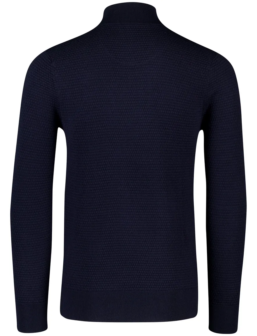 Butcher of blue effen donkerblauw half zip normale fit