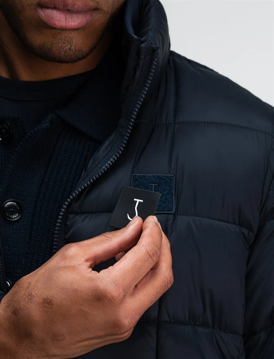 Butcher of Blue donkerblauw jas effen gewatteerd