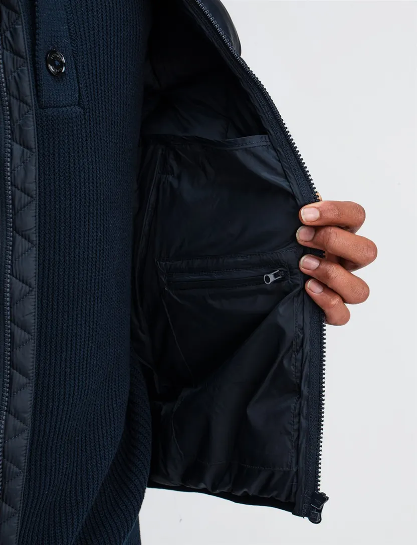 Butcher of Blue donkerblauw jas effen nylon