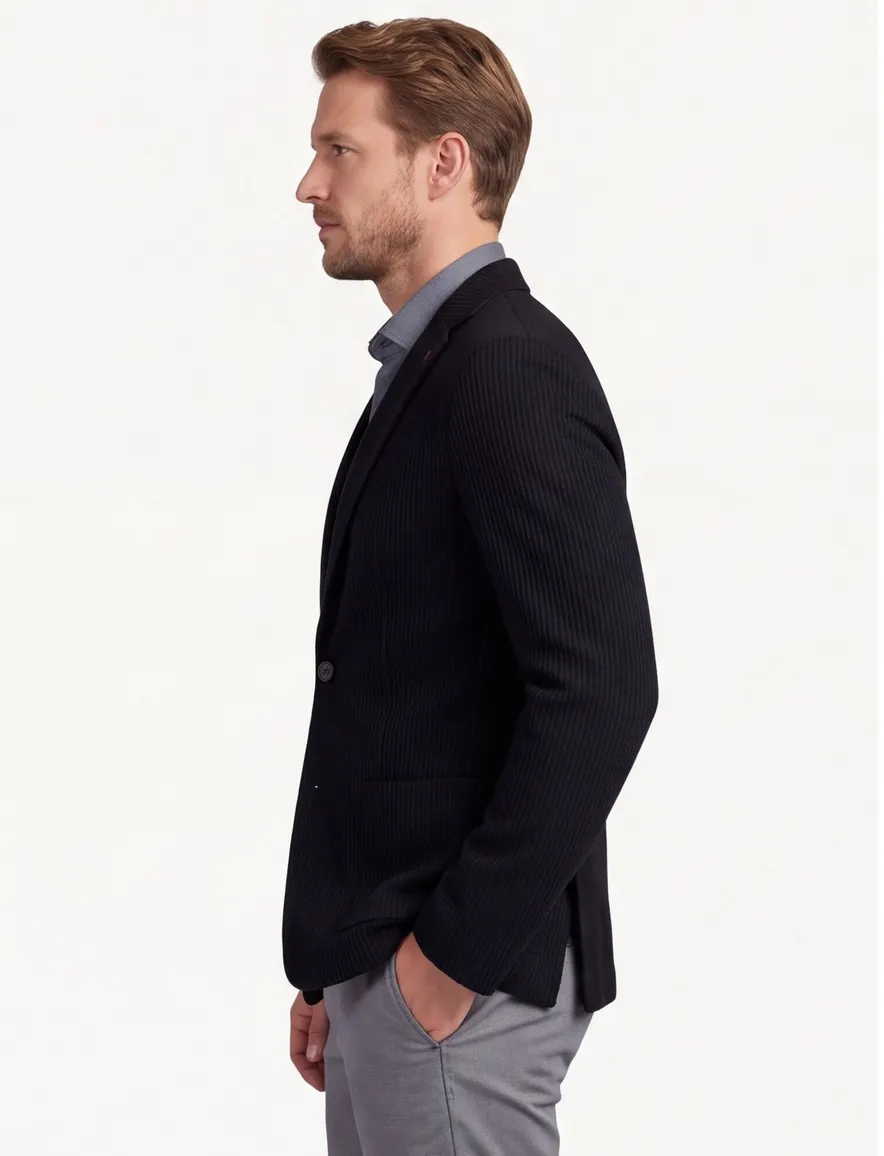 Roy Robson colberts zwart effen slim fit