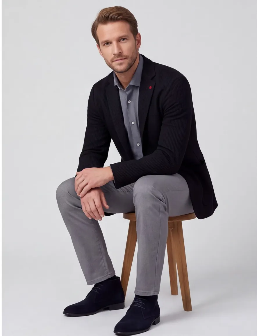 Roy Robson colberts zwart effen slim fit