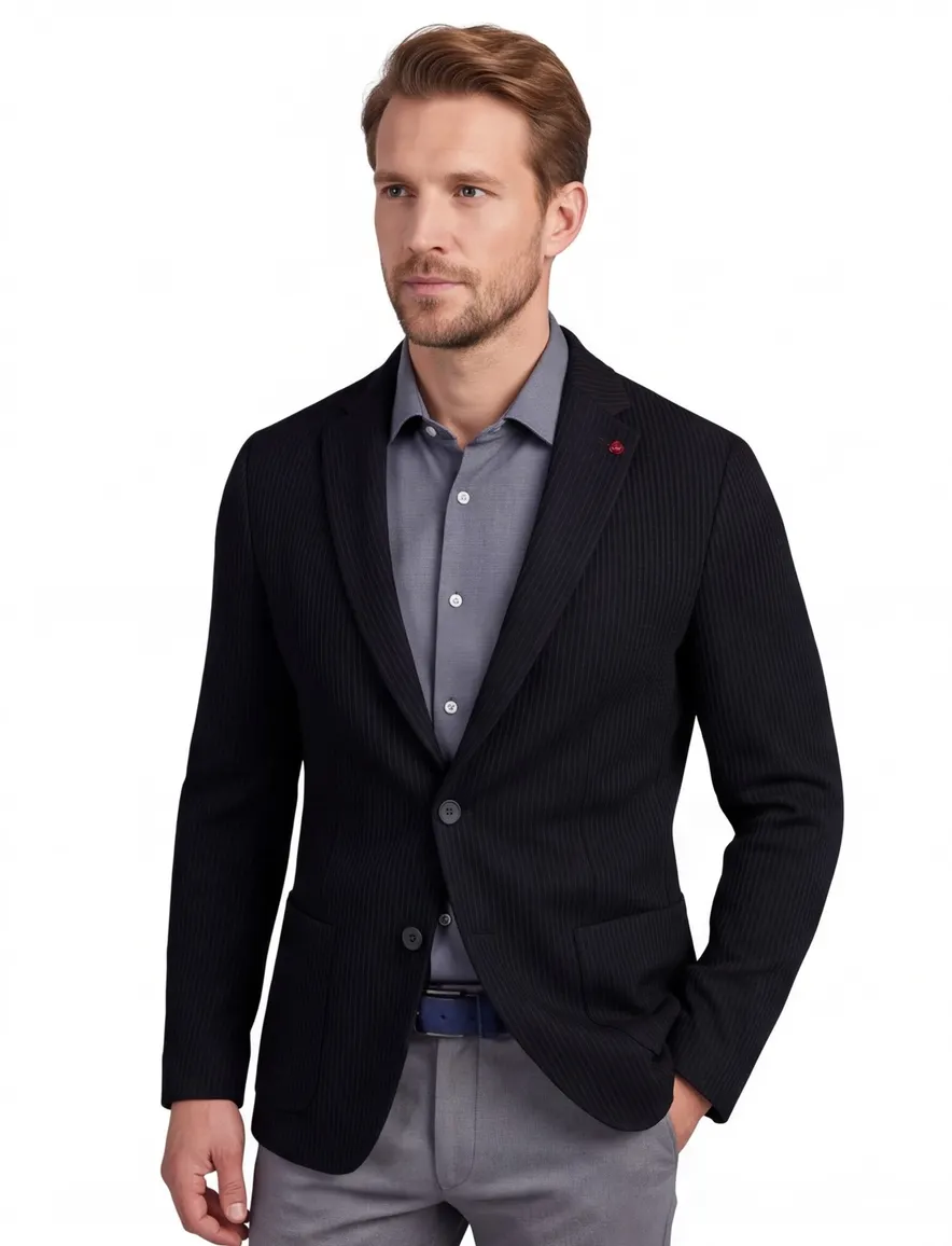 Roy Robson colberts zwart effen slim fit