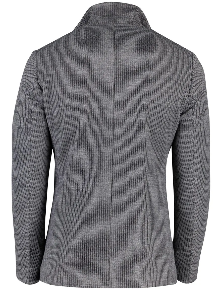 Roy Robson colbert effen grijs gebreid slim fit