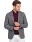 Roy Robson colbert effen grijs gebreid slim fit