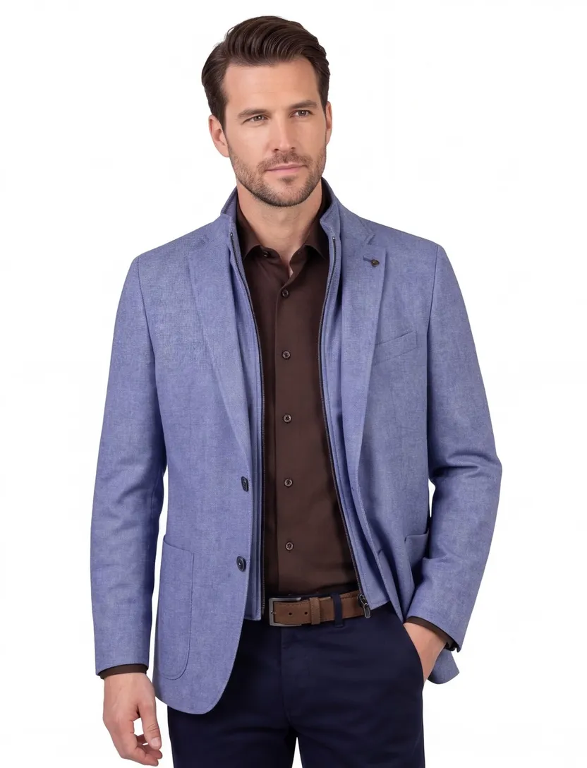 Roy Robson colbert blauw scheerwol