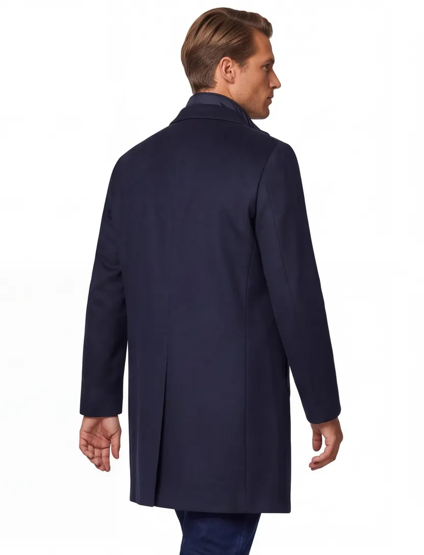 Manteljas scheerwol lang Roy Robson donkerblauw