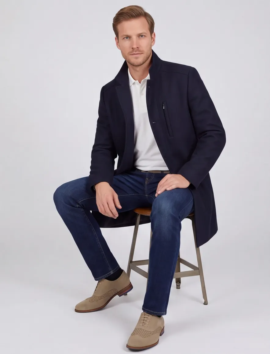 Roy Robson winterjas donkerblauw