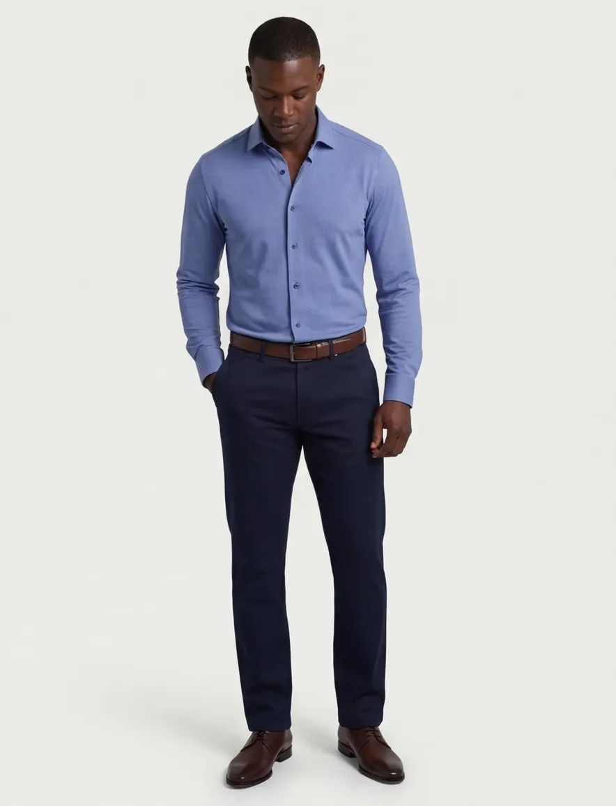 Olymp overhemd level five body fit blauw jersey