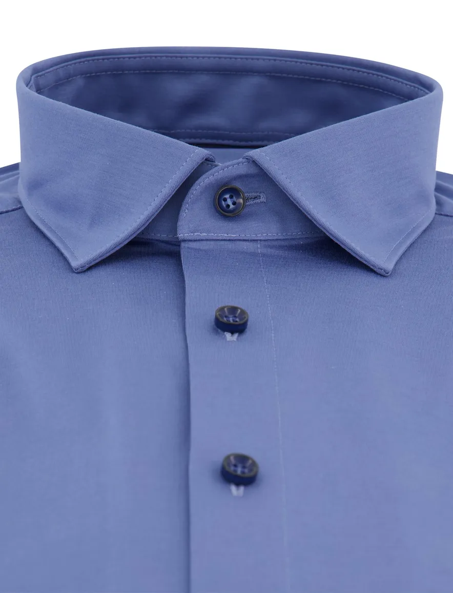 Olymp overhemd level five body fit blauw jersey