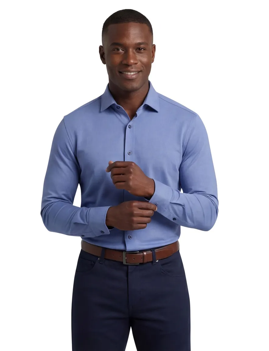 Olymp overhemd level five body fit blauw jersey