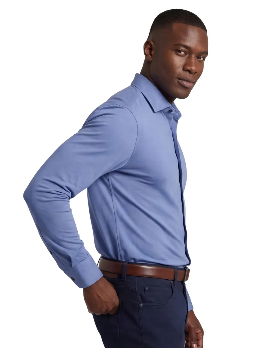 Olymp overhemd level five body fit blauw jersey