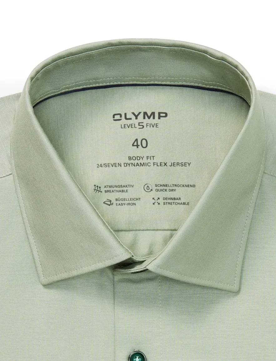 business overhemd groen Olymp Level Five 24/7 body fit