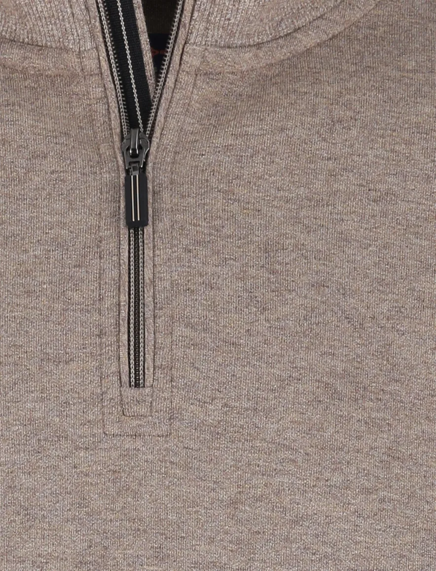 Baileys half zip beige normale fit katoen