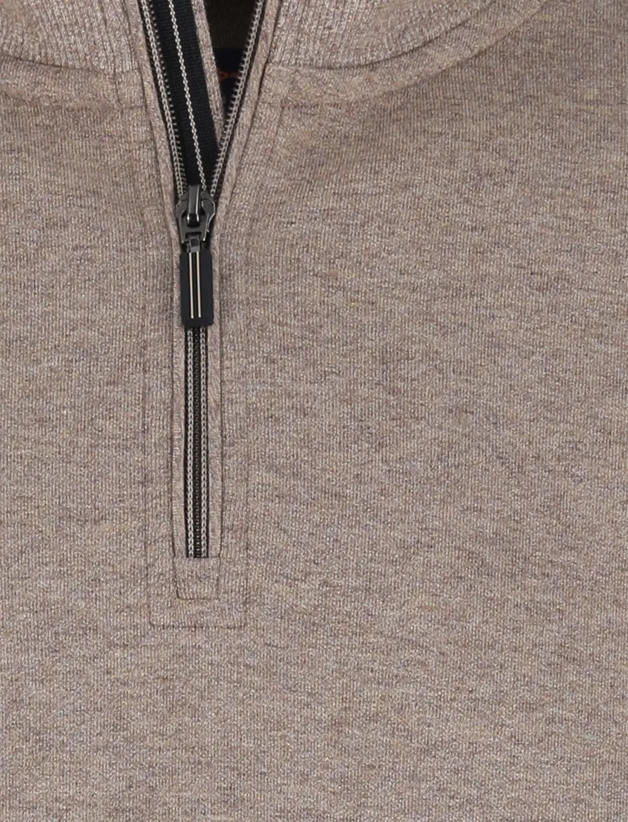 Baileys half zip beige normale fit katoen